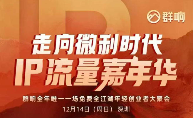 2025ip嘉年华万人12月14深圳线下课,走向微利时代,IP流量嘉年华,实操性极强的商业干货课-小辉云网创