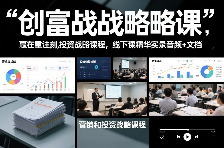 创富战略课，赢在重注时刻，营销和投资战略课程，线下课精华实录音频+文档-小辉云网创