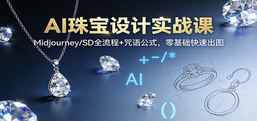 AI珠宝设计实战课：Midjourney/SD全流程+咒语公式，零基础快速出图-小辉云网创