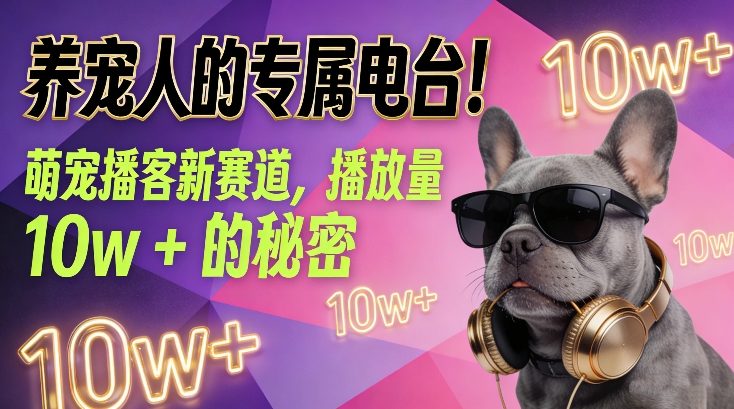 养宠人的专属电台！萌宠播客新赛道，播放量10w+的秘密-小辉云网创