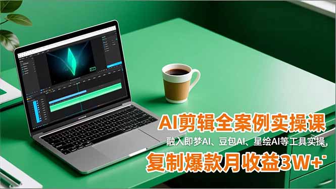 AI剪辑全案例实操课，融入即梦AI、豆包AI、星绘AI等工具实操，复制爆款月收益3W+-小辉云网创