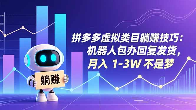 拼多多虚拟类目躺赚技巧：机器人包办回复发货，月入 1-3W 不是梦-小辉云网创