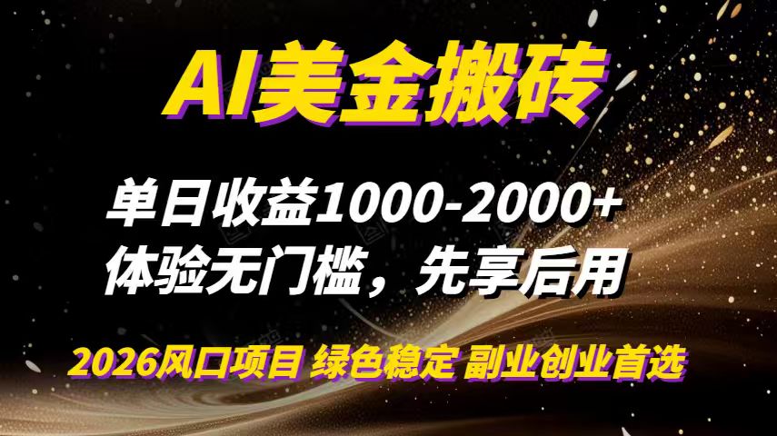 AI美金搬砖，单日收益1000-2000+，2025风口项目，可以副业，可以全职，可以工作室放大-小辉云网创