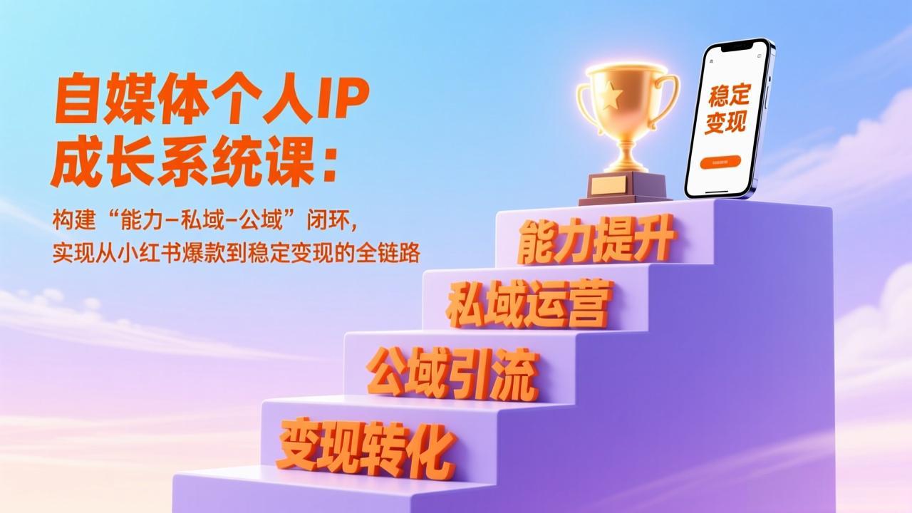 自媒体个人IP成长系统课：构建“能力-私域-公域”闭环，实现从小红书爆款到稳定变现的全链路-小辉云网创