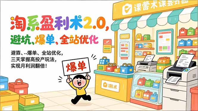 淘系盈利术2.0，避坑、爆单、全站优化，三天掌握高投产玩法，实现月利润翻倍！-小辉云网创