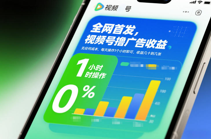 全网首发，视频号撸广告收益，无任何成本，每天操作1个小时即可，收益几十到几张-小辉云网创