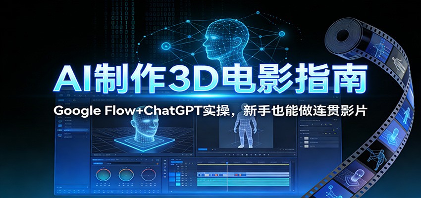 AI制作3D电影指南：Google Flow+ChatGPT实操，新手也能做连贯影片-小辉云网创
