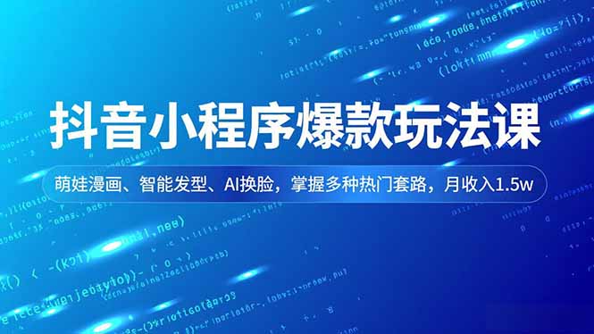 抖音小程序爆款玩法课,萌娃漫画、智能发型、AI换脸,掌握多种热门套路,月收入1.5w-小辉云网创