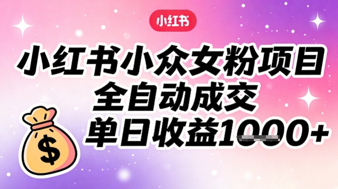 小红书小众女粉项目，全自动成交，单日收益多张-小辉云网创