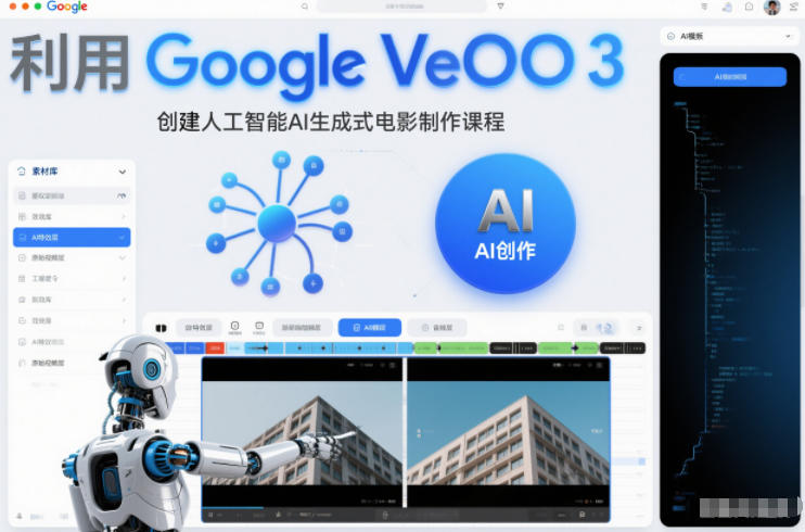 利l用Google Veo 3创建人工智能AI生成式电影制作课程,使用人工智能的力量创建令人惊叹的视频-小辉云网创