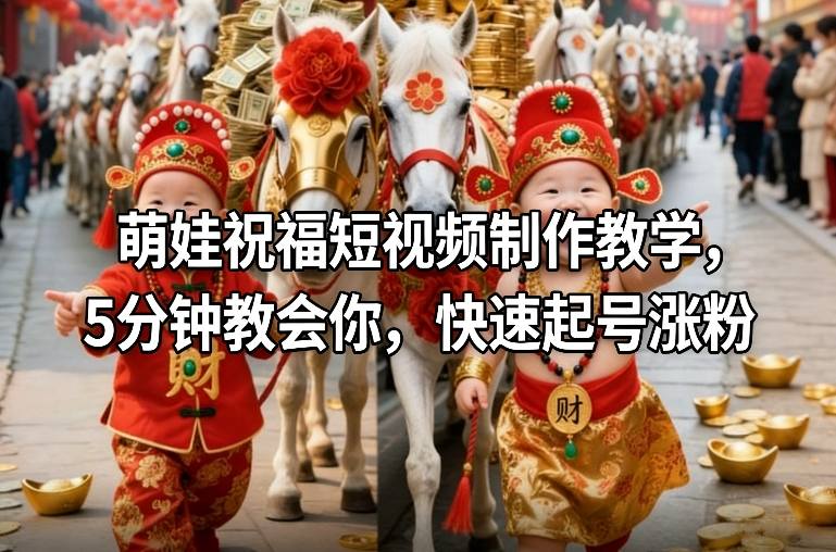 萌娃祝福短视频制作教学，5分钟教会你，快速起号涨粉-小辉云网创