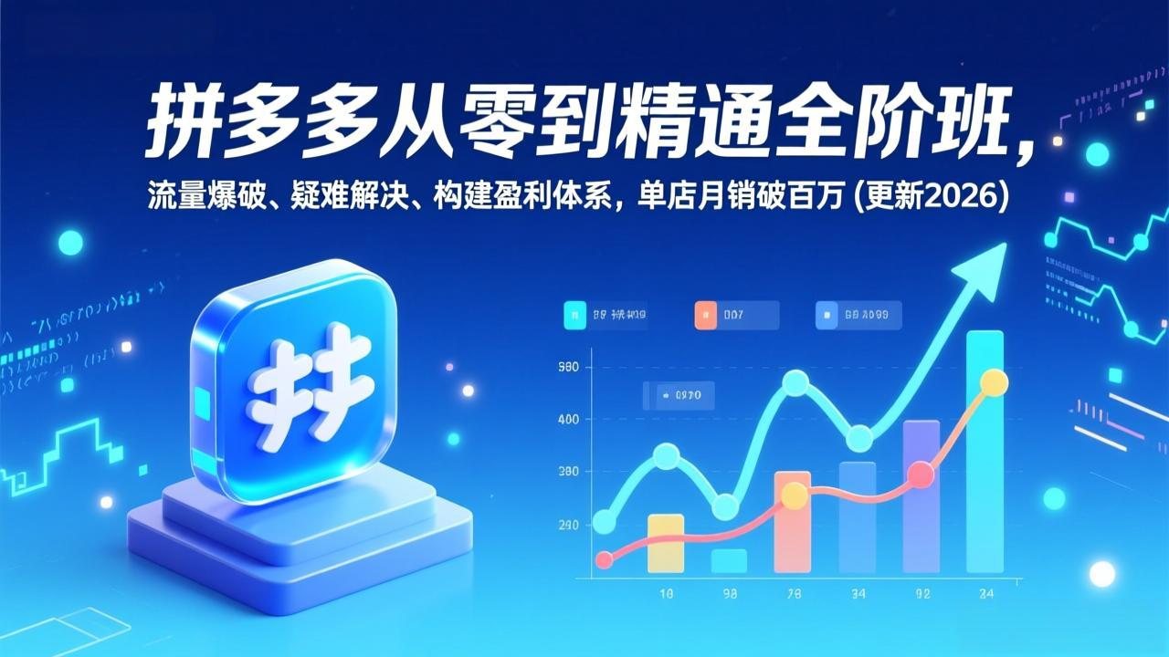 拼多多从零到精通全阶班，流量爆破、疑难解决，构建盈利体系，单店月销破百万(更新2026-小辉云网创