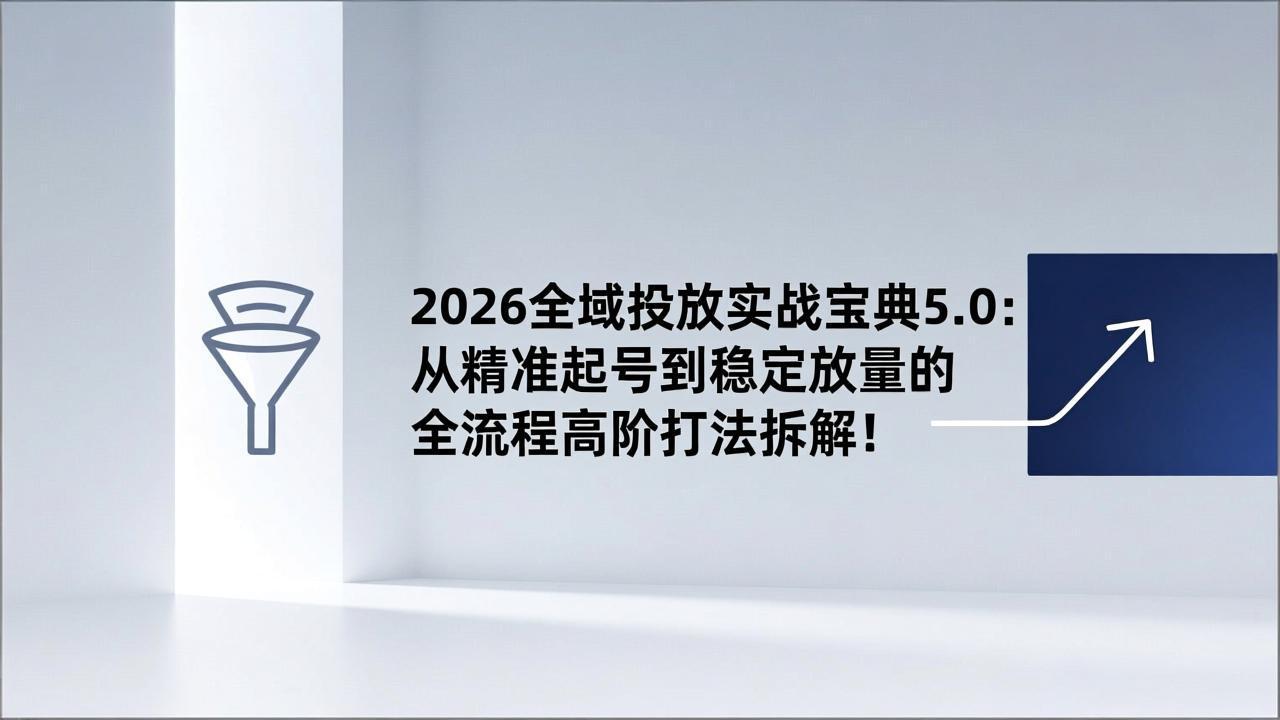 2026全域投放实战宝典5.0：从精准起号到稳定放量的全流程高阶打法拆解！-小辉云网创