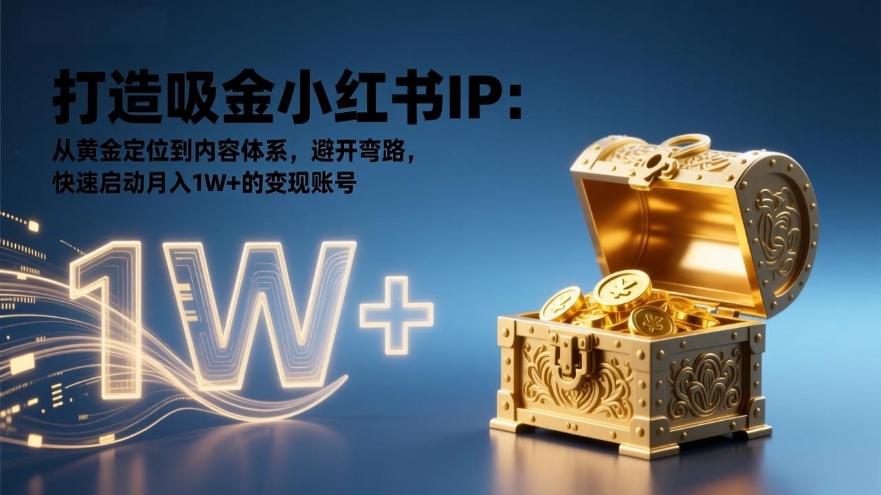 打造吸金小红书IP:从黄金定位到内容体系,避开弯路,快速启动月入1W+的变现账号-小辉云网创