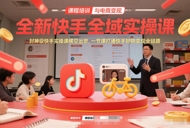 全新快手全域实操课，封神级快手实操课横空出世，一节课打通快手好物变现全链路-小辉云网创