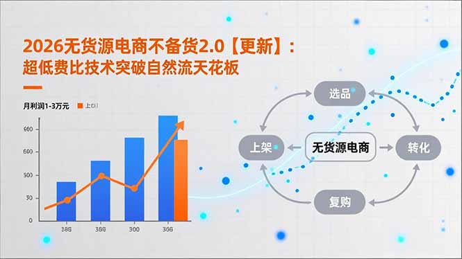 2026无货源电商不备货2.0【更新】:超低费比技术突破自然流天花板,单店月利润1-3万元-小辉云网创