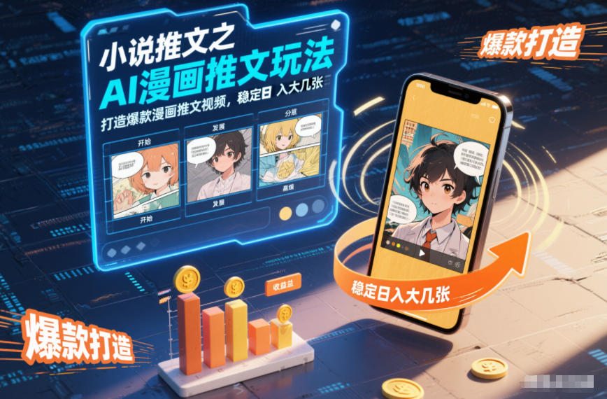 小说推文之AI漫画推文玩法,打造爆款漫画推文视频,稳定日入大几张-小辉云网创