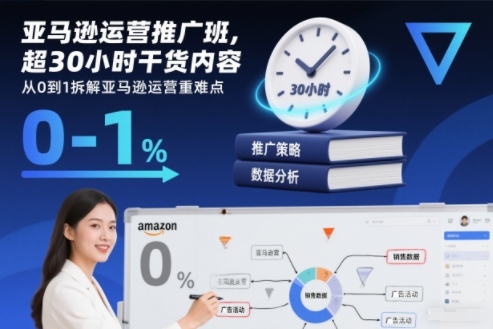 亚马逊运营推广班，超30小时干货内容，从0到1拆解亚马逊运营重难点-小辉云网创