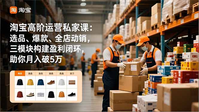 淘宝高阶运营私家课：选品、爆款、全店动销，三模块构建盈利闭环，助你月入破5万(更新12月-小辉云网创