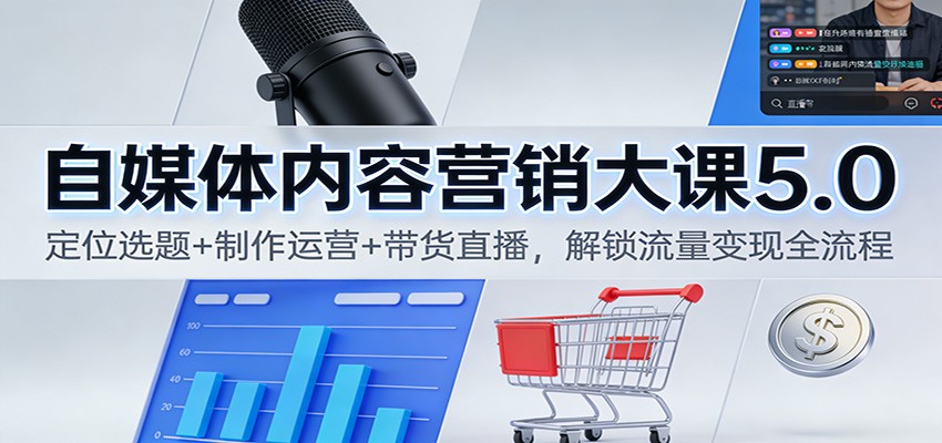 自媒体内容营销大课5.0：定位选题+制作运营+带货直播，解锁流量变现全流程-小辉云网创