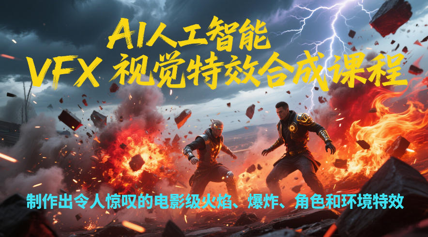 AI人工智能VFX视觉特效合成课程,制作出令人惊叹的电影级火焰、爆炸、角色和环境特效-小辉云网创