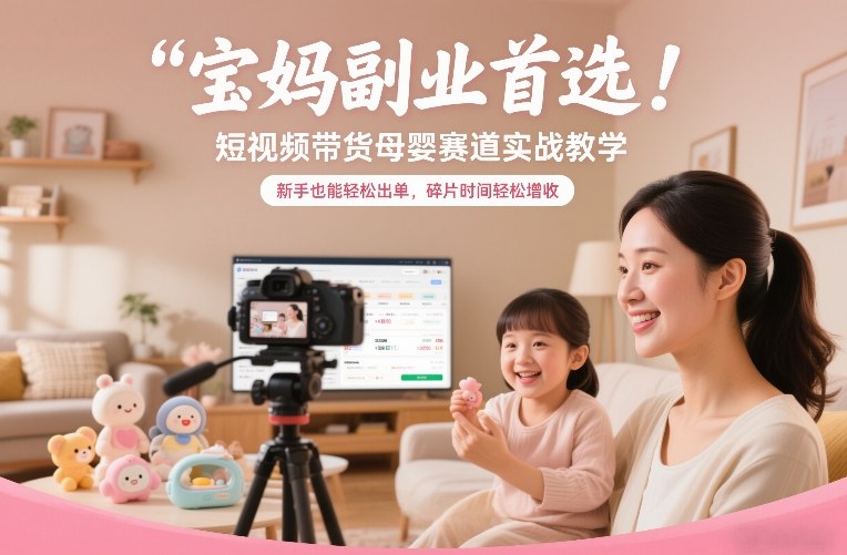 宝妈副业首选!短视频带货母婴赛道实战教学,新手也能轻松出单,碎片时间轻松增收-小辉云网创