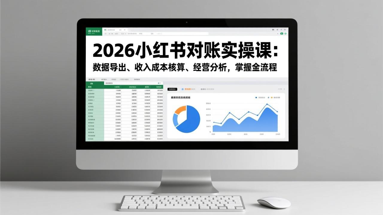 2026小红书对账实操课：数据导出、收入成本核算、经营分析，掌握全流程-小辉云网创