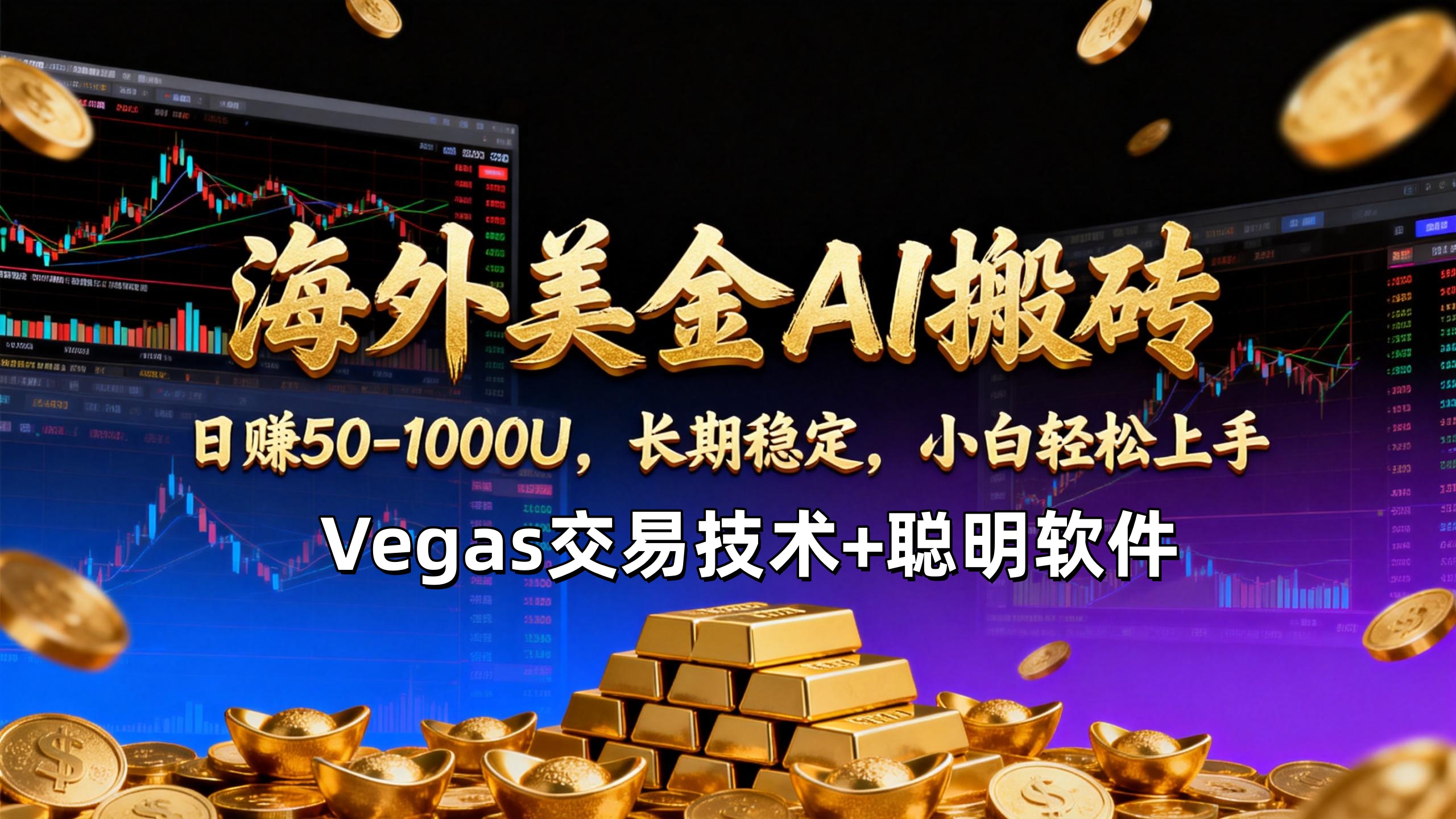 【海外美金AI搬砖】Vegas交易技术+聪明软件，日赚50-1000U，长期稳定，小白轻松上手。-小辉云网创