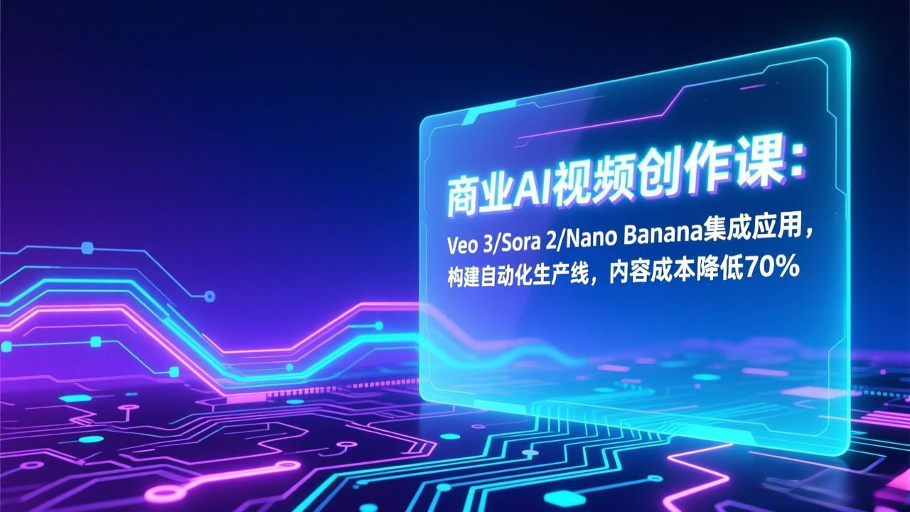 商业AI视频创作课:Veo 3/Sora 2/Nano Banana集成应用,构建自动化生产线,内容成本降低70%-小辉云网创