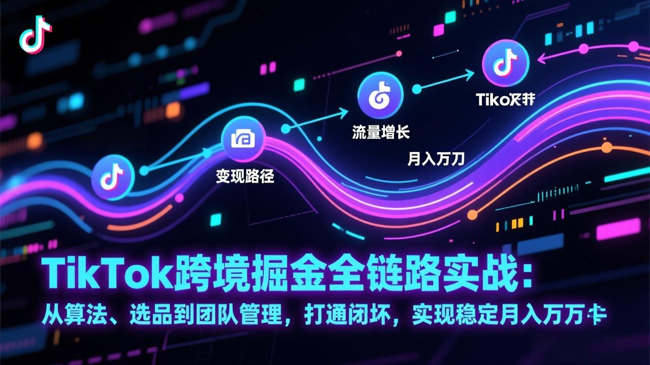 TikTok跨境掘金全链路实战:从算法、选品到团队管理,打通闭环,实现稳定月入万刀-小辉云网创