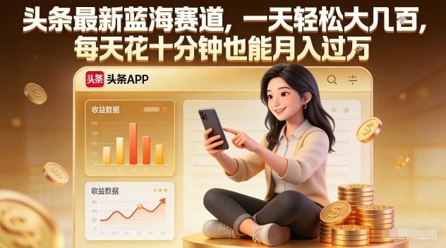 头条最新蓝海赛道,一天轻松大几张,每天花十分钟也能月入过1W【揭秘】-小辉云网创