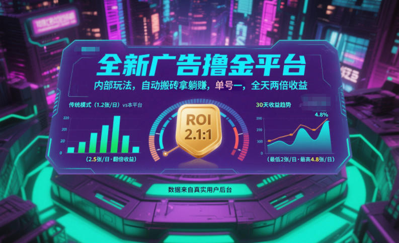 全新广告撸金平台，内部玩法，自动搬砖拿躺賺，单号一天保底2张+，全天两倍收益【揭秘】-小辉云网创