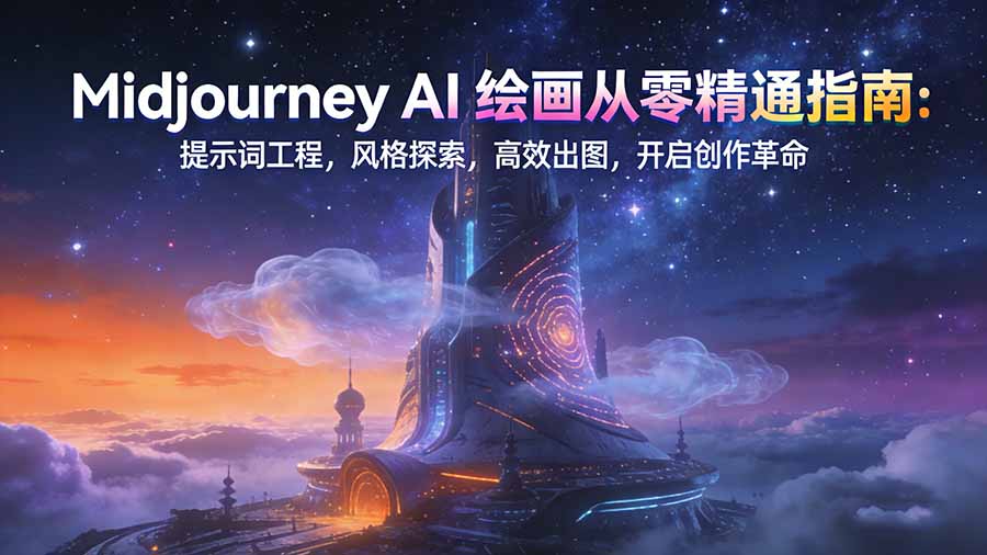Midjourney AI绘画从零精通指南：提示词工程，风格探索，高效出图，开启创作革命-小辉云网创