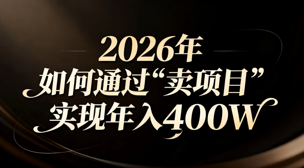 2026年如何通过“卖项目”实现年入百万-小辉云网创