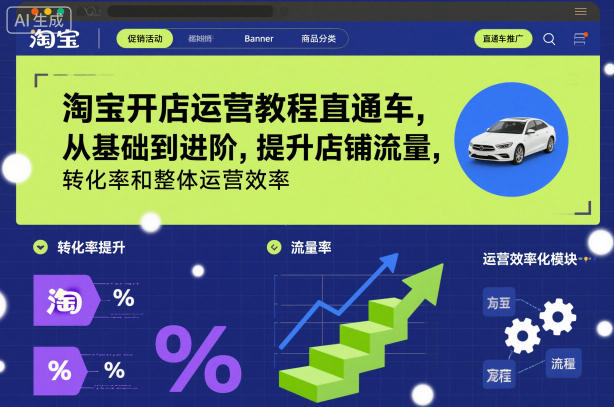 淘宝开店运营教程直通车,从基础到进阶,提升店铺流量,转化率和整体运营效率(更新26年1月)-小辉云网创