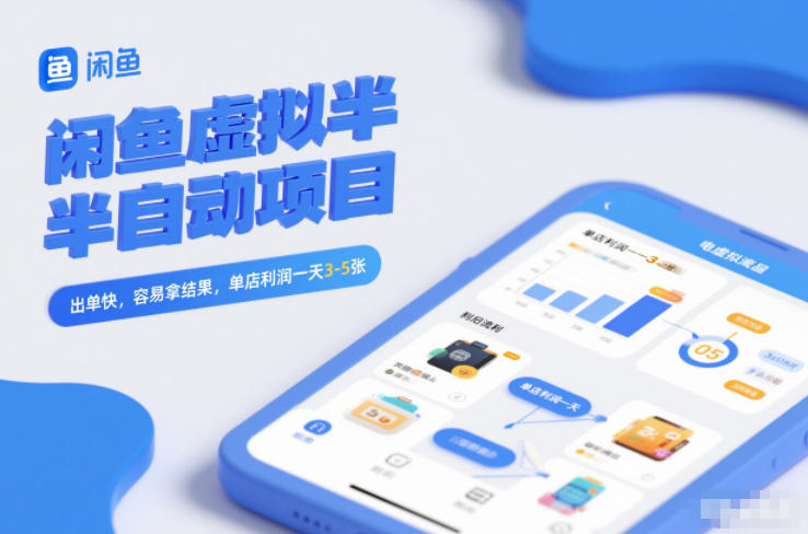闲鱼虚拟半自动项目，出单快，容易拿结果，单店利润一天3-5张-小辉云网创