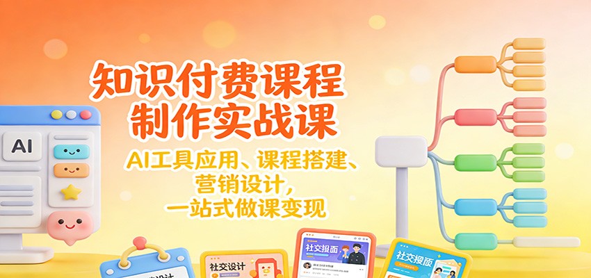 知识付费课程制作实战课：AI工具应用 、课程搭建、营销设计，一站式做课变现-小辉云网创