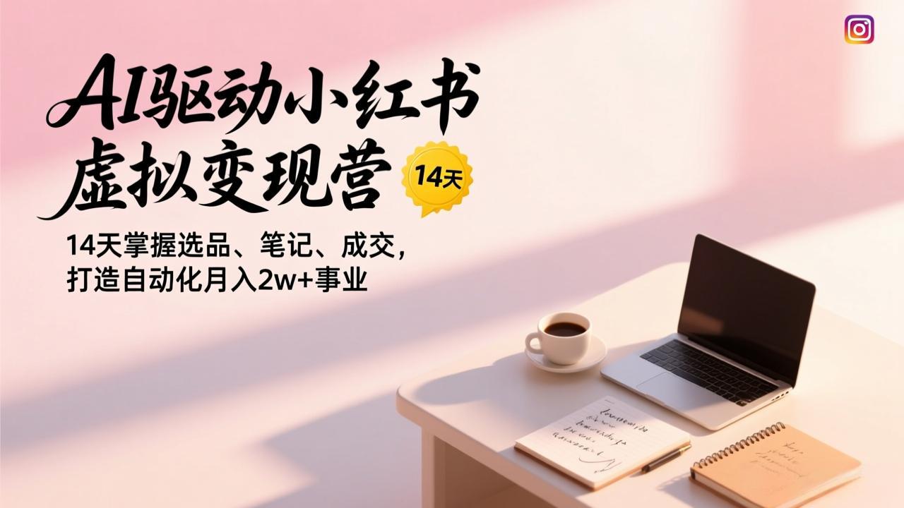 AI驱动小红书虚拟变现营，14天掌握选品、笔记、成交，打造自动化月入2w+事业-小辉云网创