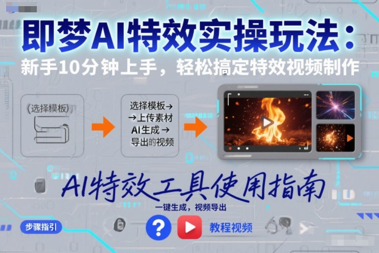 即梦AI特效实操玩法：新手10分钟上手，轻松搞定特效视频制作-小辉云网创