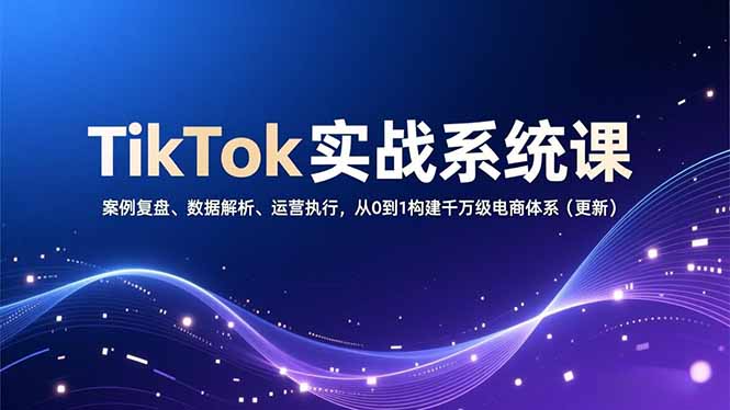TikTok实战系统课，案例复盘、数据解析、运营执行，从0到1构建千万级电商体系(更新-小辉云网创