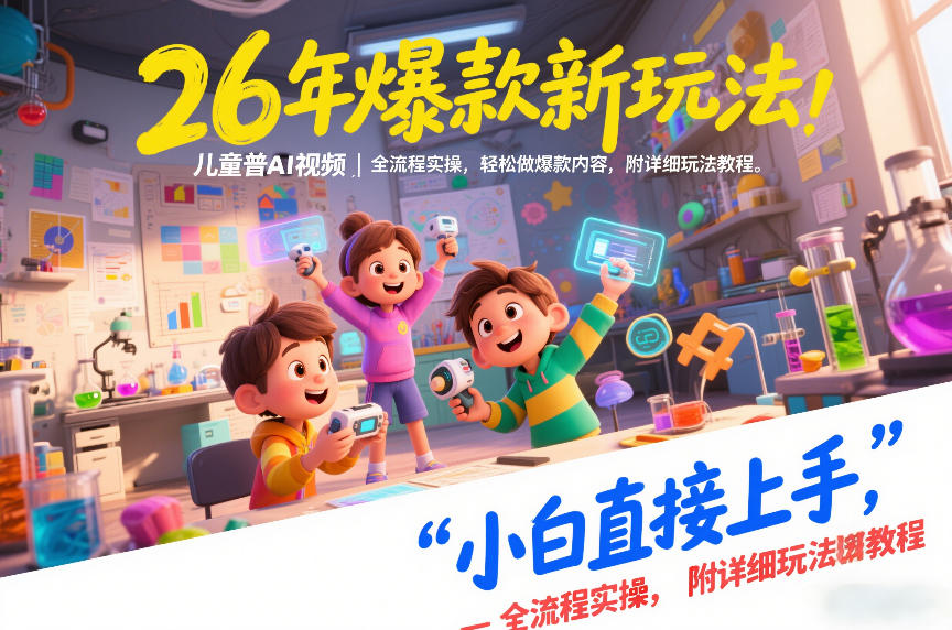 26年爆款新玩法,儿童科普AI视频,全流程实操,轻松做爆款内容,小白直接上手,附详细玩法教程-小辉云网创