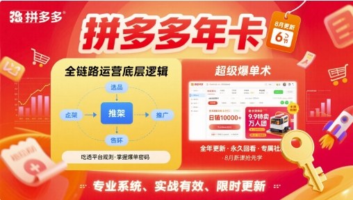 拼多多年卡，拼多多全链路运营底层逻辑，超级爆单术【更新26年1月】-小辉云网创
