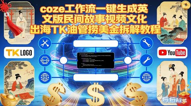 Coze扣子工作流一键生成英文版民间故事视频，文化出海TK油管捞美金拆解教程-小辉云网创