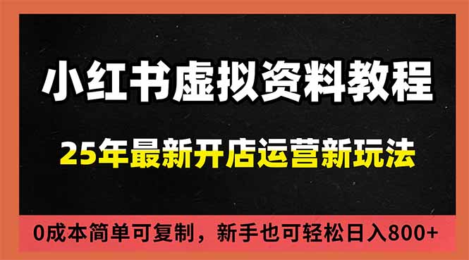 小红书虚拟资料项目：最新搜索流变现玩法，0成本简单可复制，一人多店打法，新手日入800+-小辉云网创