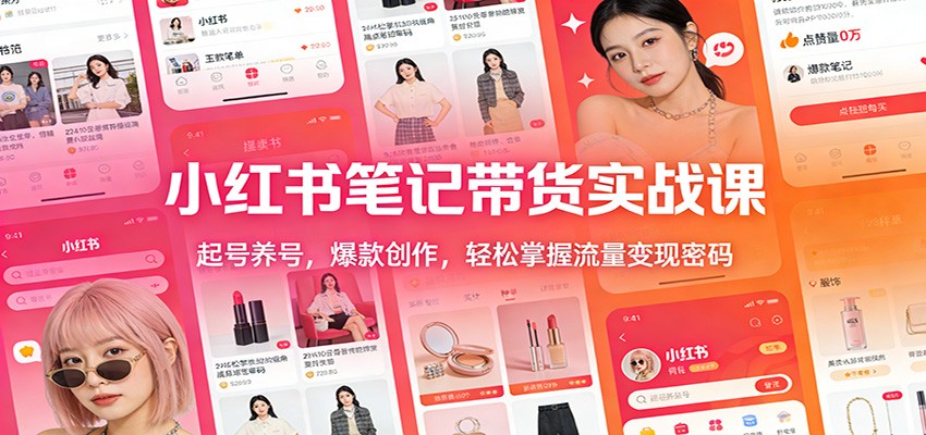 小红书笔记带货实战课：起号养号，爆款创作，轻松掌握流量变现密码-小辉云网创